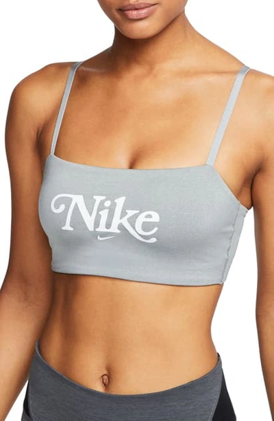 Nike Sportswear Logo Light-support Sports Bra In Ptclgy/white