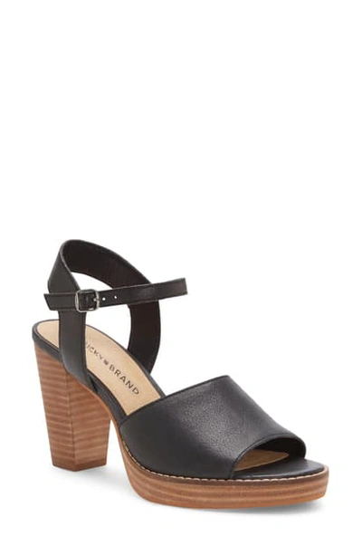 Shop Lucky Brand Naika Ankle Strap Platform Sandal In Black Leather