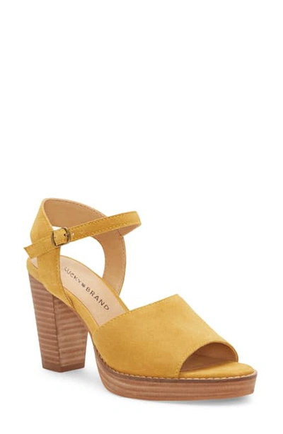 Shop Lucky Brand Naika Ankle Strap Platform Sandal In Golden Yellow Leather