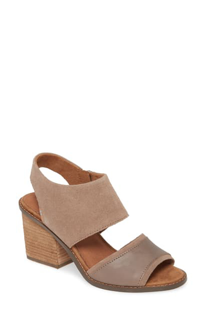 taupe suede block heels