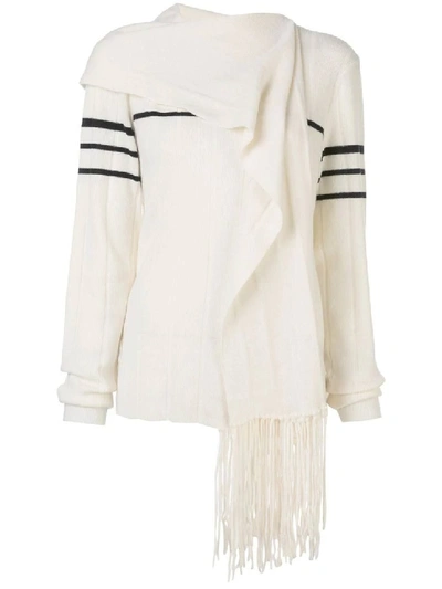 Shop Jw Anderson Fringe Scarf Knitted Sweater In White