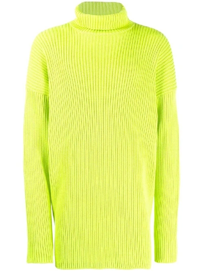 Shop Balenciaga Ribbed Turtleneck Sweater In Yellow
