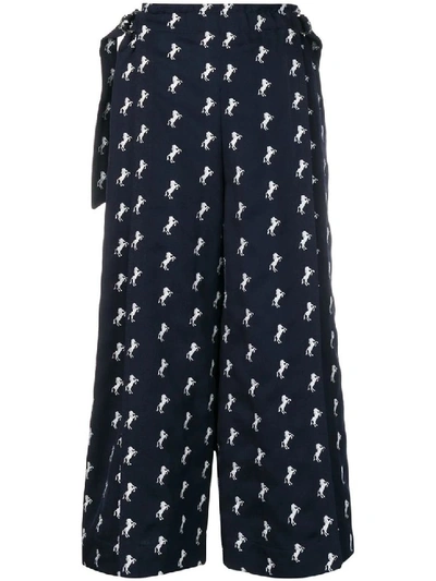 Shop Chloé Horse Print Culottes In Black