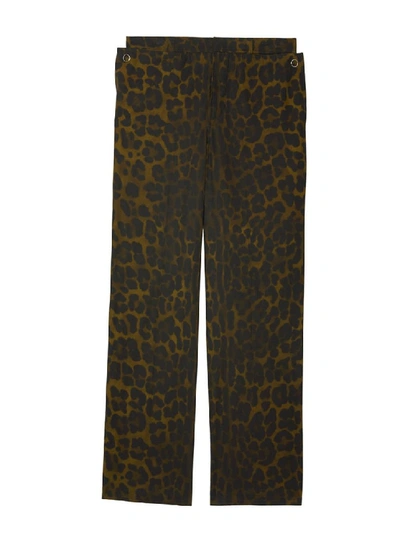 Shop Burberry Leopard Print Trousers In Black