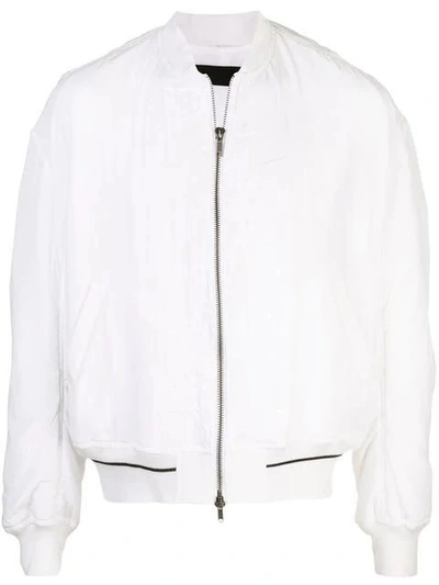 Shop Haider Ackermann Embroidered Silk Bomber In White