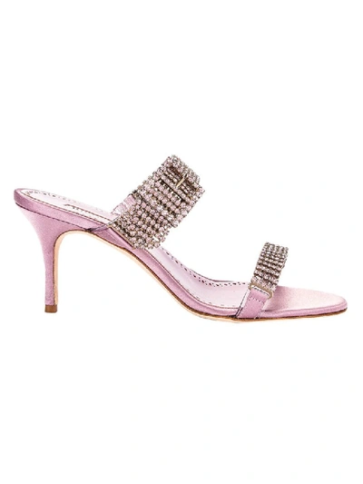 Shop Manolo Blahnik Pink Beopia Embellished Sandal