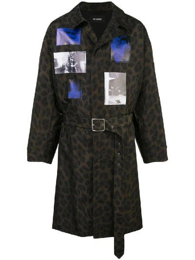 Shop Raf Simons Leopard Print Coat In Black