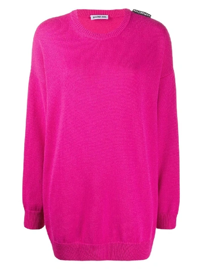 Shop Balenciaga Pink Over-size Cashmere Sweater