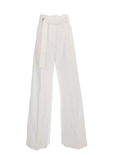 Shop Ann Demeulemeester Pants Wide Cotton In White