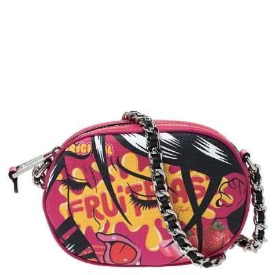 Pre-owned Moschino Pink Coated Canvas Fruitblast Oval Crossbody Bag