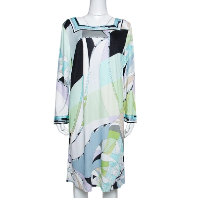 Pre-owned Emilio Pucci Multicolor Printed Jersey Shift Dress Xl