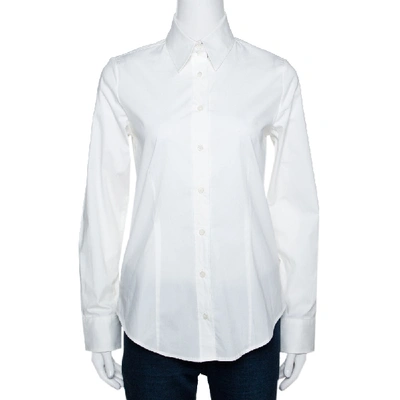 Pre-owned Burberry White Stretch Cotton Button Front Long Sleeve Shirt S