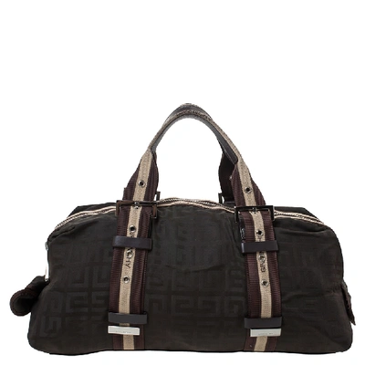 Pre-owned Givenchy Dark Brown Monogram Nylon And Leather Satchel