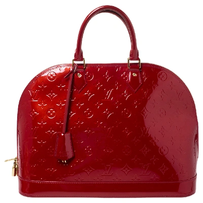 Pre-owned Louis Vuitton Pomme D'amour Monogram Vernis Alma Gm Bag In Red