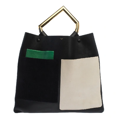 Pre-owned Celine Tricolor Leather And Suede Geometrical Bag In Multicolor