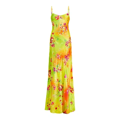 Shop Ralph Lauren Evelyn Floral Evening Dress In Yellow Multi