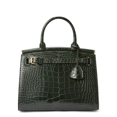 Shop Ralph Lauren Alligator Medium Rl50 Handbag In Racing Green