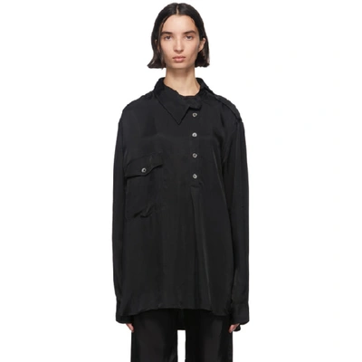Shop Ann Demeulemeester Black Misplaced Button Down Shirt In 099 Black