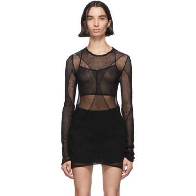 Shop Ann Demeulemeester Black Sheer Foggy Knitted Sweater In 099 Black