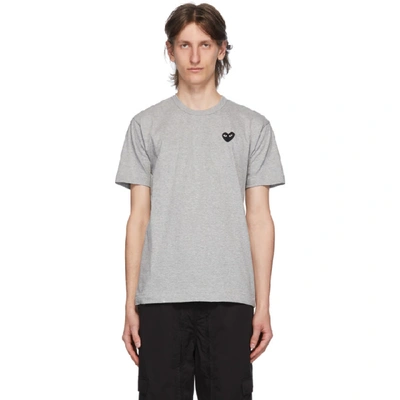 Shop Comme Des Garçons Play Comme Des Garcons Play Grey And Black Heart Patch T-shirt In 1 Grey