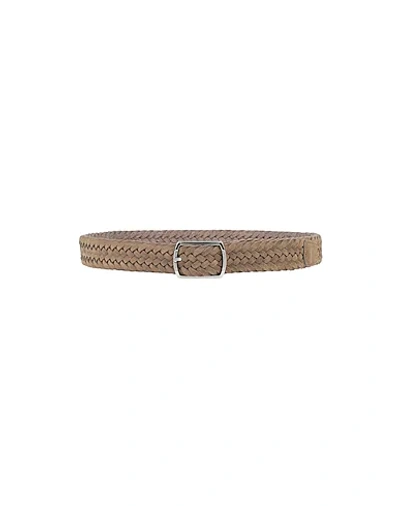 Shop Andrea D'amico Leather Belt In Khaki