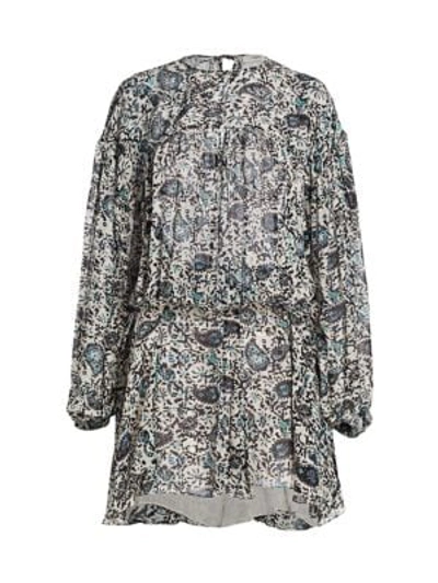Shop Isabel Marant Étoile Nimazu Paisley Puff-sleeve Dress In Chalk