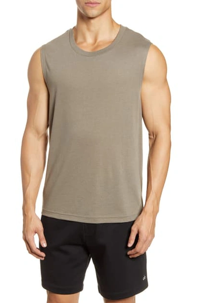 Shop Alo Yoga The Triumph Sleeveless T-shirt In Olive Branch