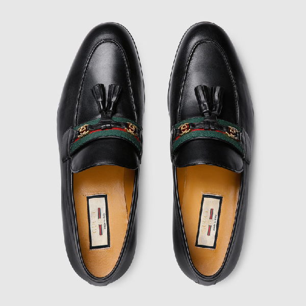 gucci leather loafer with gg web