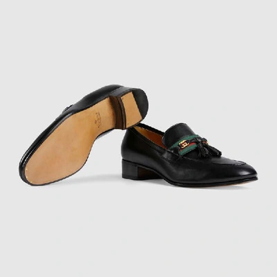 Shop Gucci Men's Loafer With Web And Interlocking G In Black