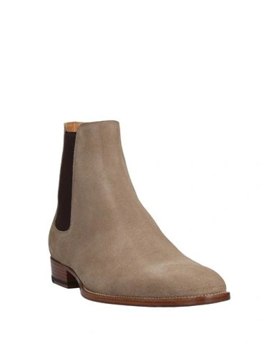 Shop Saint Laurent Man Ankle Boots Sand Size 8 Soft Leather In Beige