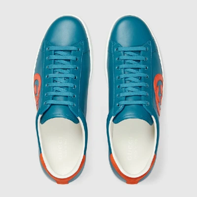Shop Gucci Men's Ace Sneaker With Interlocking G In Blue