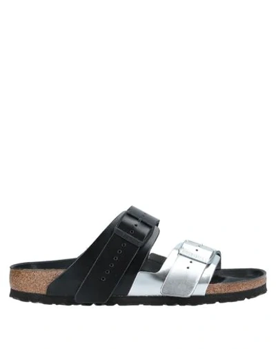 Shop Rick Owens X Birkenstock Man Sandals Silver Size 9 Soft Leather