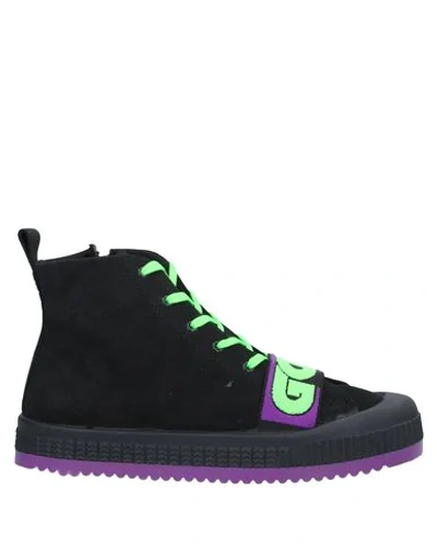Shop Gcds Man Sneakers Black Size 7 Soft Leather, Textile Fibers, Elastic Fibres