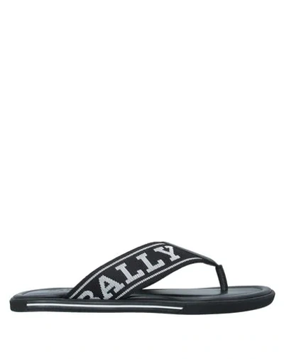 Bally Logo Strap Flip Flops In Black