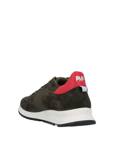 Shop Philippe Model Man Sneakers Military Green Size 7 Textile Fibers, Soft Leather