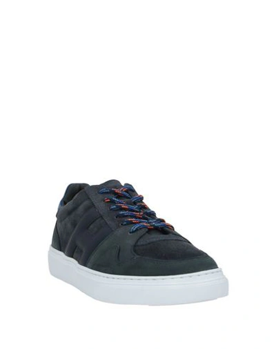 Shop Hogan Man Sneakers Midnight Blue Size 13 Soft Leather, Textile Fibers