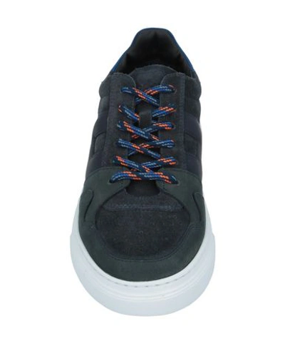 Shop Hogan Man Sneakers Midnight Blue Size 13 Soft Leather, Textile Fibers