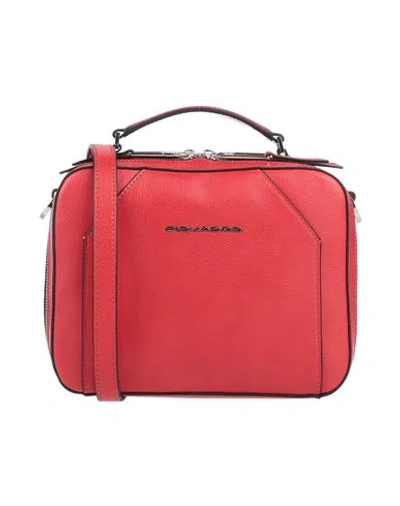 Shop Piquadro Woman Cross-body Bag Red Size - Bovine Leather, Metal