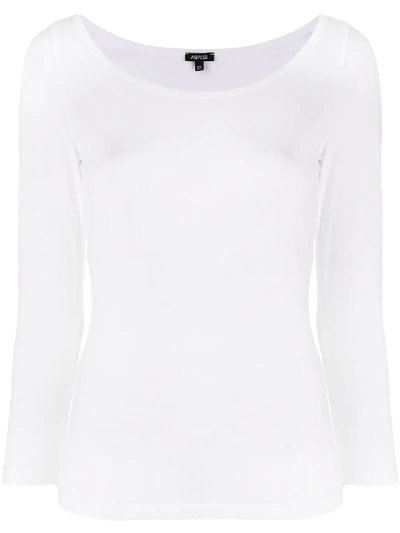 Shop Aspesi Scoop Neck T-shirt In White