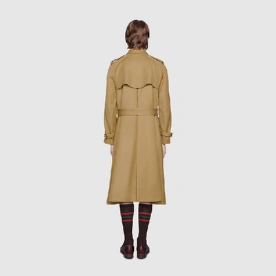 Shop Gucci Wool Trench Coat With  Boutique In Beige