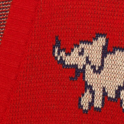 Shop Gucci Hawaii Wool Cotton Cardigan In Red