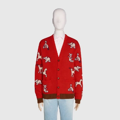 Gucci Hawaii Animal Pattern Cardigan In Red Multi | ModeSens