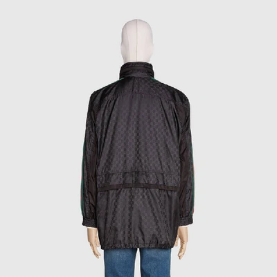 Shop Gucci Gg Jacquard Nylon Jacket In Black