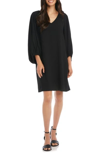 Shop Karen Kane Bishop Sleeve Crepe Shift Dress In Black