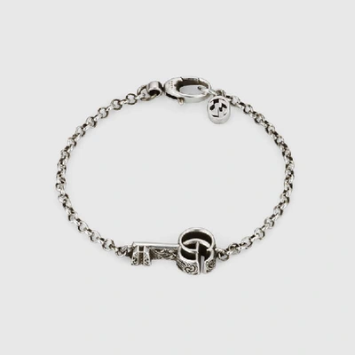 Shop Gucci Double G Key Bracelet In Silver