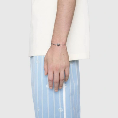 Shop Gucci Double G Key Bracelet In Silver