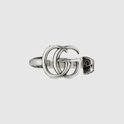 Shop Gucci Double G Key Ring In Silver