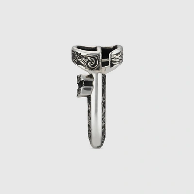 Shop Gucci Double G Key Ring In Silver