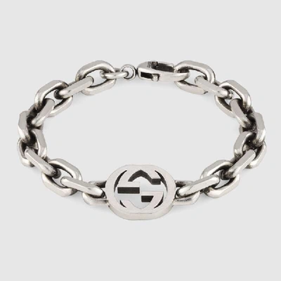 Shop Gucci Interlocking Bracelet In Silver