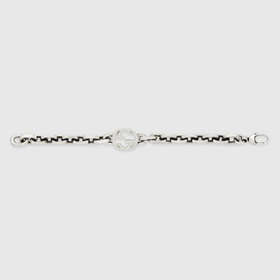 Shop Gucci Interlocking Bracelet In Silver